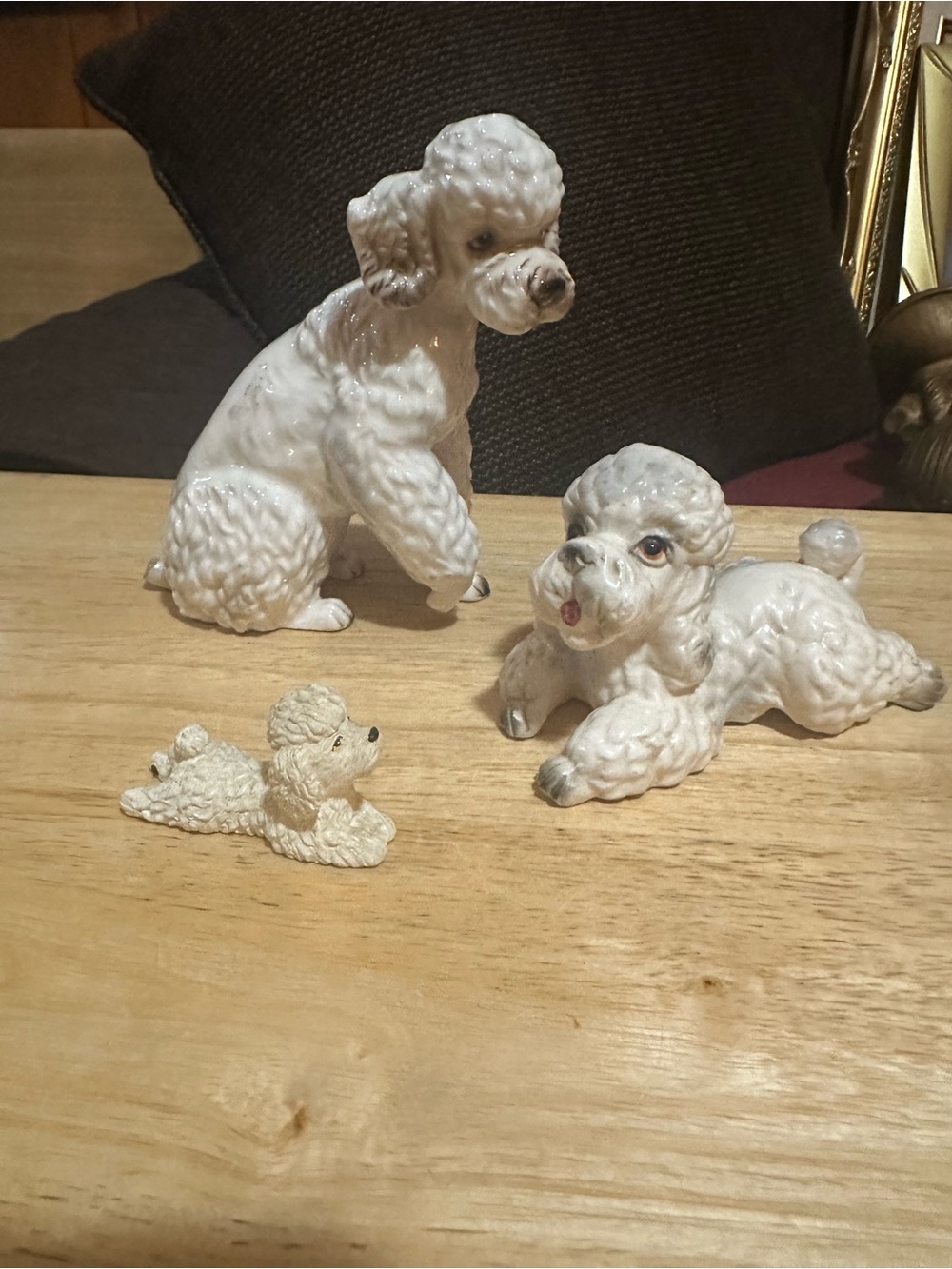 White Ceramic Poodle Figurine Set- Decorative